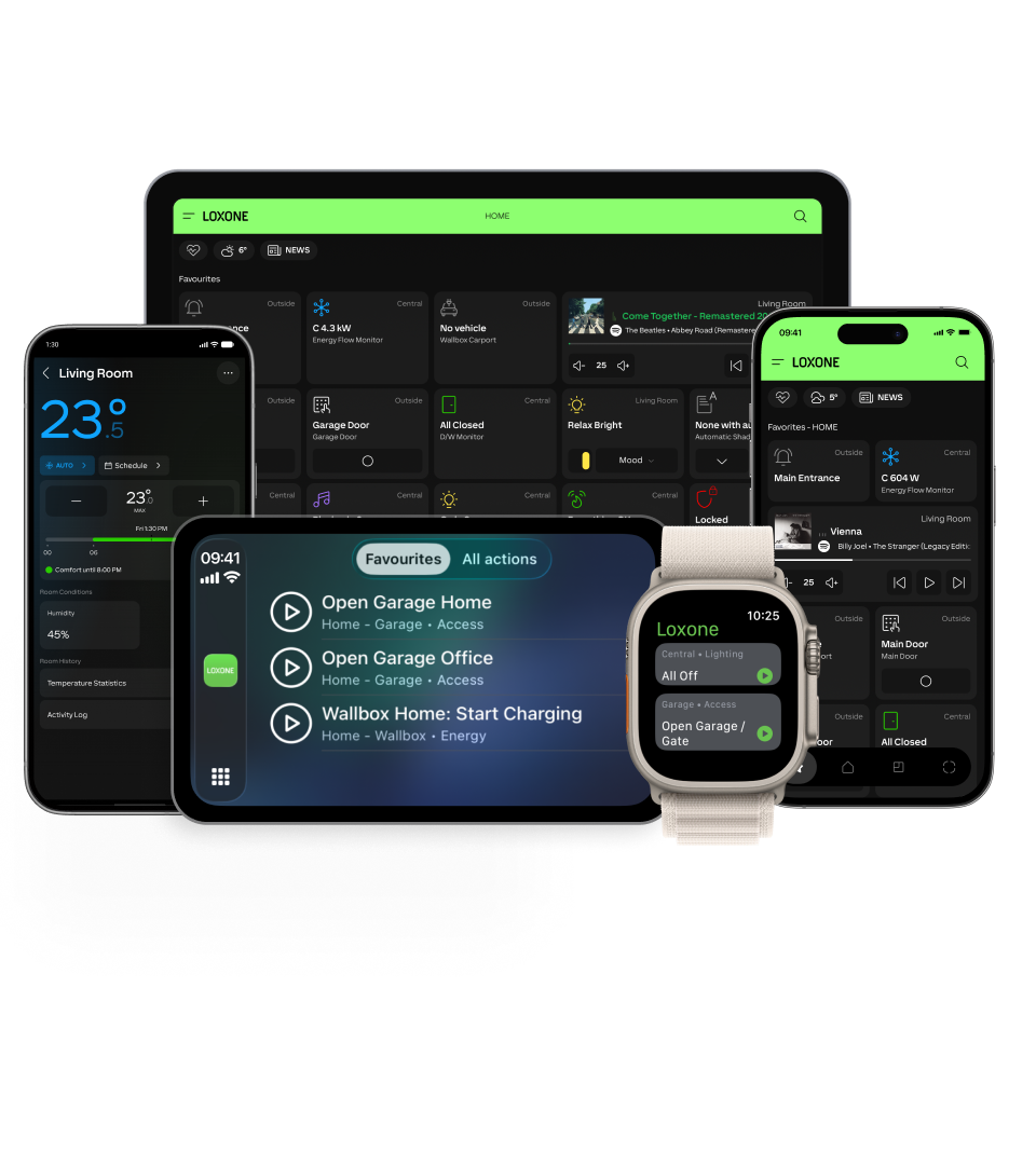 Remote Connect: LOXONE App auf Tablet, Smartphone, CarPlay und Smartwatch